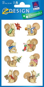 Z-Design 52140, Christmas - Sticker aus bedrucktem Papier Motiv Tiere mit Schal, 3 Bögen