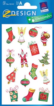 Z-Design 52141, Christmas - Weihnachtliche Sticker aus bedrucktem Papier Motiv Symbole, 3 Bögen