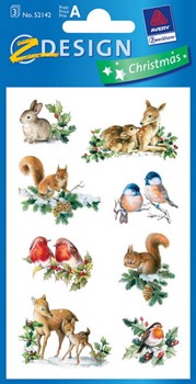 Z-Design 52142, Christmas - Sticker aus bedrucktem Papier Motiv Wildtiere, 3 Bögen