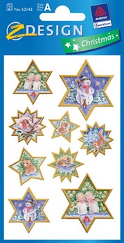 Z-Design 52143, Christmas - Weihnachtliche Sticker aus bedrucktem Papier Motiv Sterndesign goldgeprägt, 2 Bögen