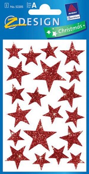 Z-Design 52205, Christmas - 3D Glitter Sticker, Motiv Sterne rot, 1 Bogen