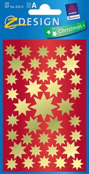 Z-Design 52214, Christmas - Weihnachtssticker Glanzfolie Motiv Sterne gold, 2 Bögen