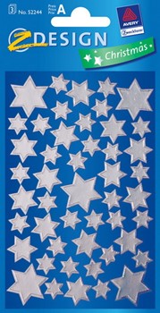 Z-Design 52244, Christmas - Weihnachtssticker Glanzfolie Motiv Sterne silber, 3 Bögen