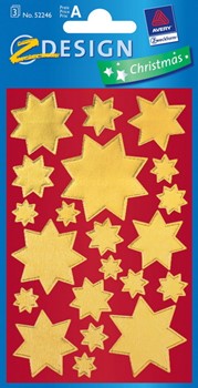 Z-Design 52246, Christmas - Weihnachtssticker Glanzfolie Motiv Sterne gold, 3 Bögen