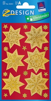 Z-Design 52251, Christmas - Weihnachtssticker Goldfolie Relief Motiv Sterne gold, 2 Bögen