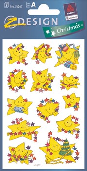 Z-Design 52267, Christmas - Weihnachten Papier Sticker, Motiv  Sterngesichter, 3 Bogen