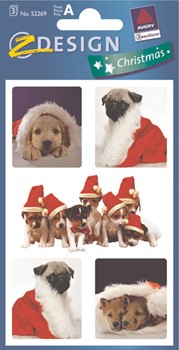 Z-Design 52269, Christmas - Weichnachten Papier Sticker, Motiv Hund, 3 Bogen