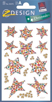 Z-Design 52272, Christmas - Weichnachten Papier Sticker, Motiv Sterne, geprägt, 2 Bogen