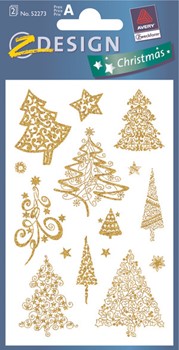 Z-Design 52273, Christmas - Weichnachten Papier Sticker, Motiv Bäume, geprägt, 2 Bogen