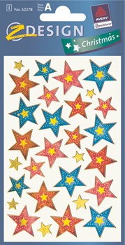 Z-Design 52278, Christmas - Weihnachten Glamour Sticker, Motiv Sterne, bunt, 1 Bogen