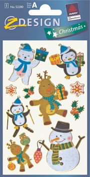 Z-Design 52280, Christmas - Weihnachten Sticker Effektfolie, Motiv Tiere, 1 Bogen