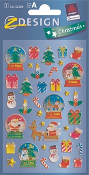 Z-Design 52284, Christmas - Weihnachten Glossy Sticker, Motiv Schneekugel + Geschenke, 1 Bogen