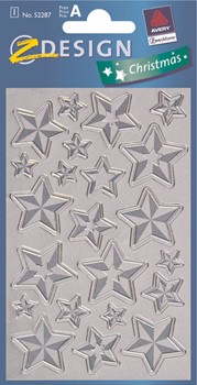 Z-Design 52287, Christmas - Weihnachten Metallic Sticker, Motiv Sterne, silber, 1 Bogen