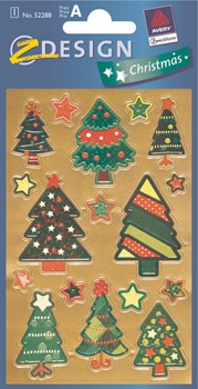 Z-Design 52288, Christmas - Weihnachten Metallic, Motiv Sticker Bäume, 1 Bogen