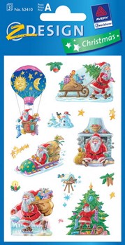 Z-Design 52410, Christmas - Weihnachtliche Sticker aus bedrucktem Papier Motiv Nikoläuse, 3 Bögen