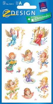 Z-Design 52411, Christmas - Weihnachtliche Sticker aus bedrucktem Papier Motiv Engel, 3 Bögen