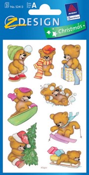 Z-Design 52413, Christmas - Weihnachtliche Sticker aus bedrucktem Papier Motiv Winterbären, 3 Bögen