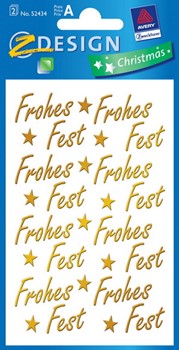 Z-Design 52434, Christmas - Weihnachtssticker Folie Motiv Frohes Fest, 2 Bögen