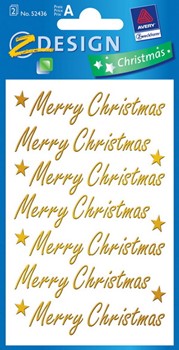 Z-Design 52436, Christmas - Weihnachtssticker Folie Motiv Merry Christmas, 2 Bögen