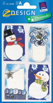 Z-Design 52588, Christmas - Geschenkaufkleber blau Motiv Schneemann, 1 Bogen