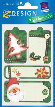 Z-Design 52589, Christmas - Geschenkaufkleber grün Motiv Baum, 1 Bogen