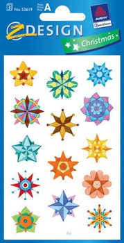 Z-Design 52619, Christmas - Papier Sticker, Motiv Sterne, 3 Bogen