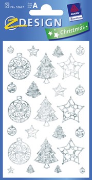 Z-Design 52627, Christmas - Transparente Folien Sticker, Motiv Bäume+Glocken, 2 Bogen