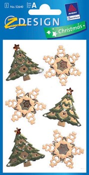 Z-Design 52640, Christmas - Collage Geschenk Sticker, Motiv Baum+Stern, 1 Bogen