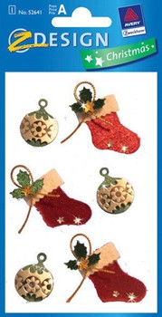 Z-Design 52641, Christmas - Collage Geschenk Sticker, Motiv Kugel+Socke, 1 Bogen