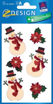 Z-Design 52642, Christmas - Collage Geschenk Sticker, Motiv Schneemann+Blume, 1 Bogen