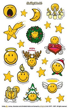 Z-Design 52644, Christmas - Papier Sticker, Motiv Smiley Motive rot, 3 Bogen