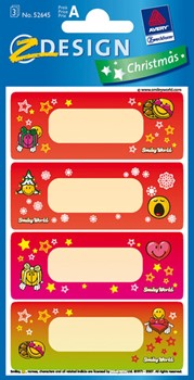 Z-Design 52645, Christmas - Papier Sticker, Motiv Smiley Widmung oval, 3 Bogen