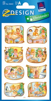 Z-Design 52653, Christmas - Weihnachten Papier Sticker Engel + Kinder, 3 Bogen