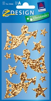 Z-Design 52666, Christmas - Weihnachten Glitter Sticker Engel + Trompete gold, 1 Bogen
