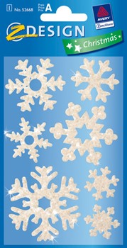 Z-Design 52668, Christmas - Weihnachten Glitter Sticker Eiskristall weiß, 1 Bogen