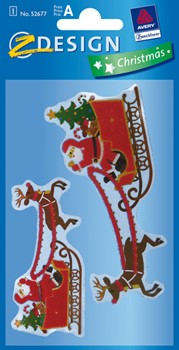 Z-Design 52677, Christmas - Weihnachten Samt Sticker Niko + Rentiere, 1 Bogen
