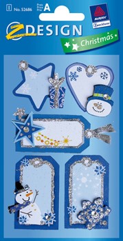 Z-Design 52686, Christmas - Weihnachten Geschenke Sticker Schneemann beglimmert, 1 Bogen