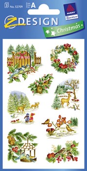 Z-Design 52709, Christmas - Weihnachten Papier Sticker Zauberhafter Winterwald, 3 Bogen