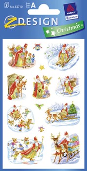 Z-Design 52710, Christmas - Weihnachten Papier Sticker Nostalgischer Nikolaus, 3 Bogen