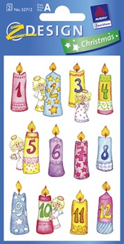 Z-Design 52712, Christmas - Weihnachten Papier Sticker Adventskerze geprägt, 2 Bogen