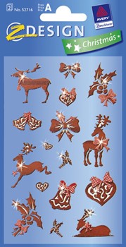 Z-Design 52716, Christmas - Weihnachten Papier Sticker Rentier beglimmert, 2 Bogen
