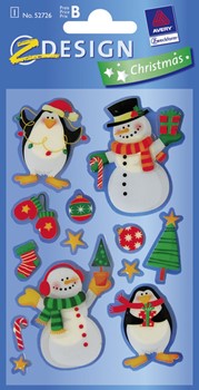 Z-Design 52726, Christmas - Weihnachten Collage Sticker Schneemann Pinguin, 1 Bogen