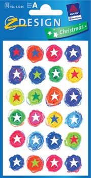 Z-Design 52744, Christmas - Papier Sticker, Sterne, bunt spray, 3 Bogen