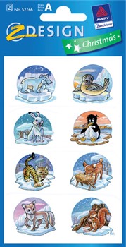 Z-Design 52746, Christmas - Papier Sticker, Schneetiere, beglimmert, 2 Bogen