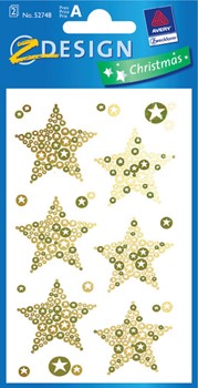 Z-Design 52748, Christmas - Papier Sticker, Sterne, gold, geprägt, 2 Bogen