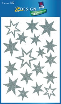 Z-Design 52824, Christmas - Fensterschmuck klein Weihnachten 150x205mm Motiv Sterne silber, 1 Bogen
