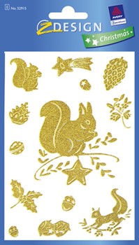 Z-Design 52915, Christmas - Weihnachten Fensterschmuck Eichhörnchen + Nussstern, 1 Bogen