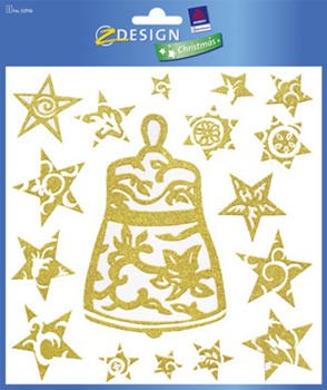 Z-Design 52936, Christmas - Weihnachten Transparentfolie, Motiv Glocke + Sterne, gold, 1 Bogen