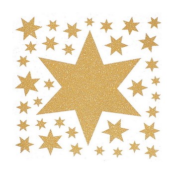 Z-Design 52989, Christmas - Fensterschmuck groß Weihnachten Motiv Sterne mit Goldglimmer, 1 Bogen