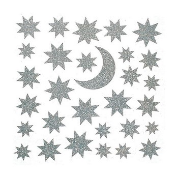 Z-Design 52990, Christmas - Fensterschmuck groß Weihnachten Motiv Sterne mit Silberglimmer, 1 Bogen